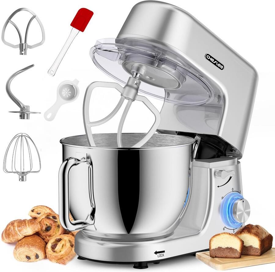 SnelShoppen Homlee Keukenmachine 2000W Kneedmachine 5 5L Deegmachine met 6-traps Snelheid Mixen Kloppen Bakken Keukenaccessoires