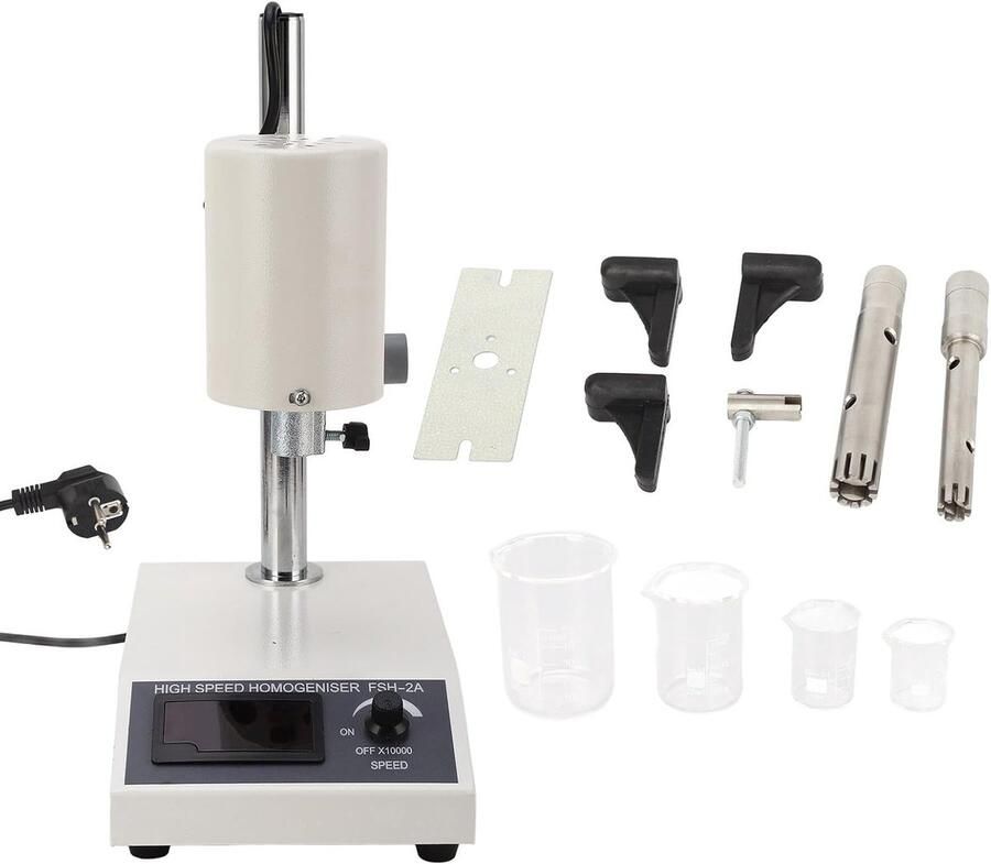 Dailygoods- Hogesnelheidshomogenisator Verstelbaar 8000-22000 Tpm Werkkoppen voor Blender 5-1000 Ml Accessoires EU-stekker 220V Schokbestendig