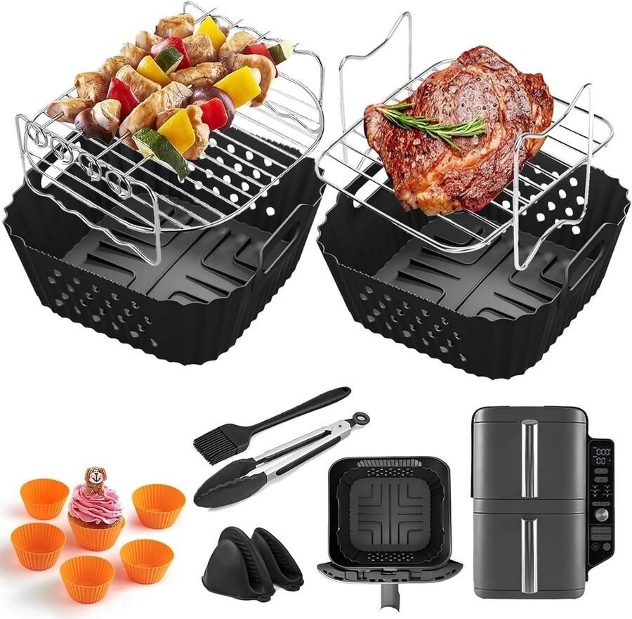 SnelShoppen Hot Air Fryer Accessoires voor Double Stack 7.6L Air Fryer Siliconen Mallen voor Ninja SL300EU Perfecte Pasvorm Verhoogde Textuur