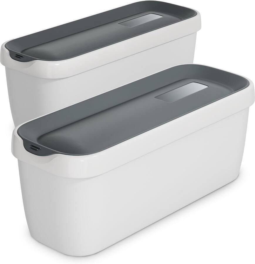 SnelShoppen IJsbakken 2x1 5L – Duurzame Plastic IJsbakken met Deksel Vaatwasmachinebestendig Lichtgewicht voor Ijsmachines Slushmachines en Yoghu