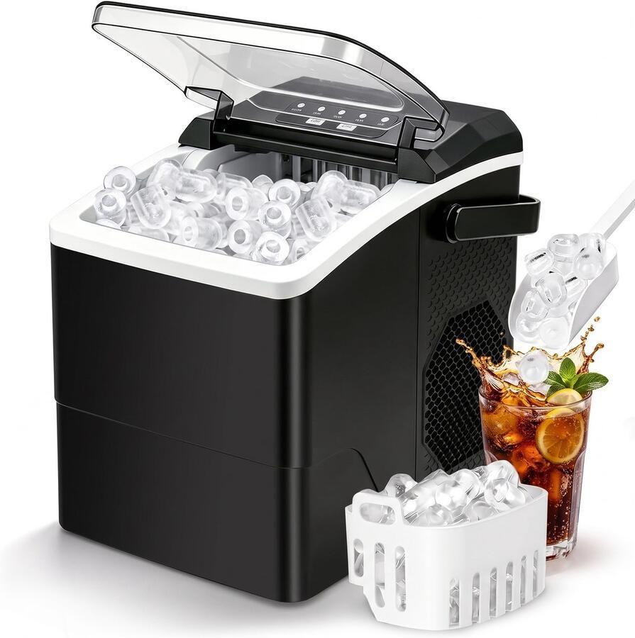 SnelShoppen IJsblokjesmachine klein stil Bullet Ice Cube Maker mini 9 blokjes in 6 minuten draagbare ijsblokjesmaker voor kantoor camping en fe