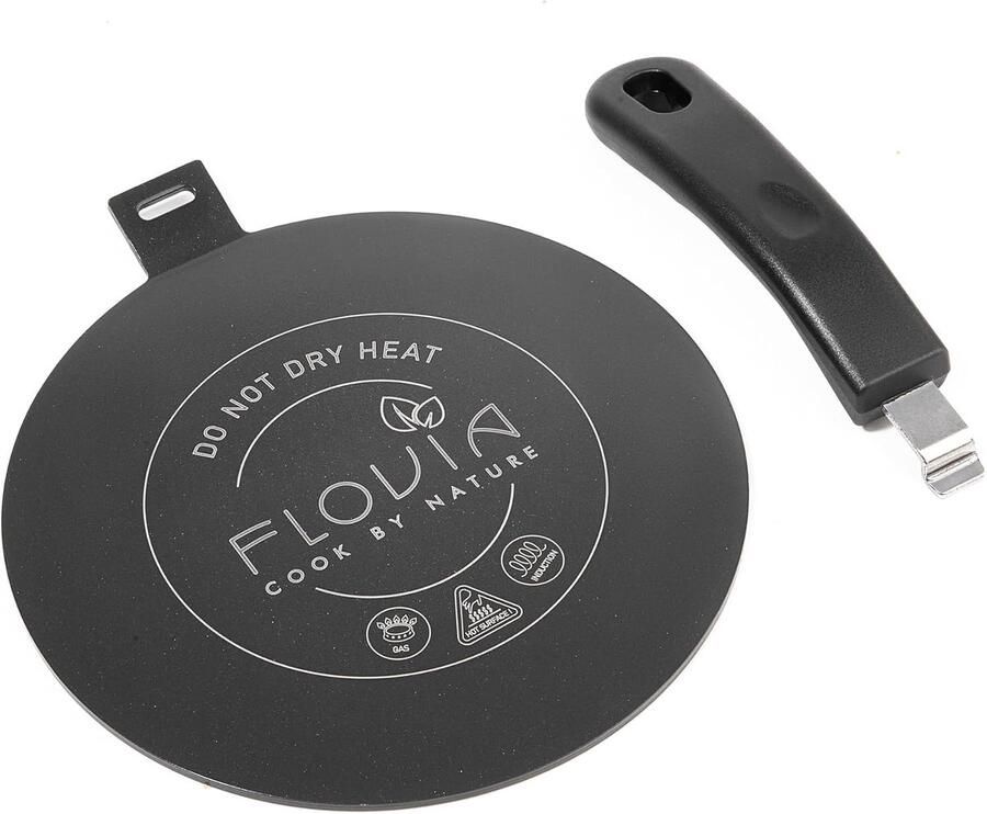 SnelShoppen Inductie-adapterplaat Ø 20 cm met afneembare handgreep warmtediffuser voor niet-inductieve potten geschikt voor inductie gas en elekt