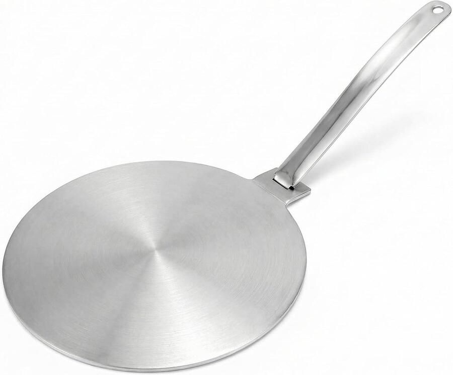 SnelShoppen Inductie Adapterplaat 20 cm RVS Warmteverspreider voor Inductiekookplaat en Gasfornuis met Afneembare Handgreep
