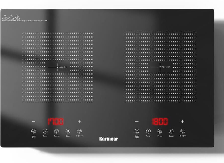 SnelShoppen Inductiekookplaat 2 Platen 3500W met Boost-functie Aanraakbediening 240 min Timer Kinderbeveiliging 60 cm Kookplaat voor Keuken en C