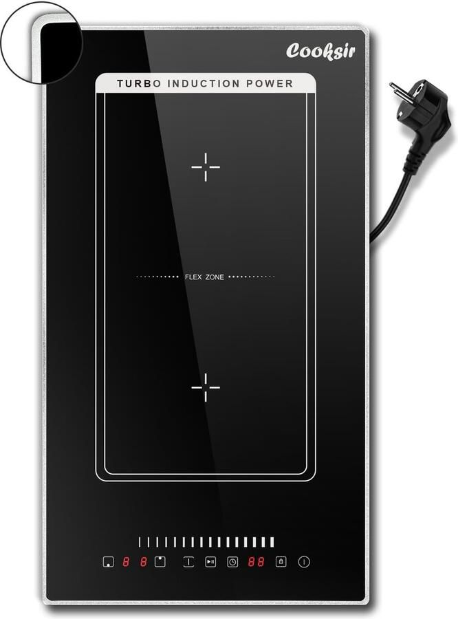 SnelShoppen Inductiekookplaat 2 Platen Inbouw 30 cm 3500W Combizone voor Grill Touch Schuifregelaar Veiligheidsslot 240V Kookplaat voor Keuken