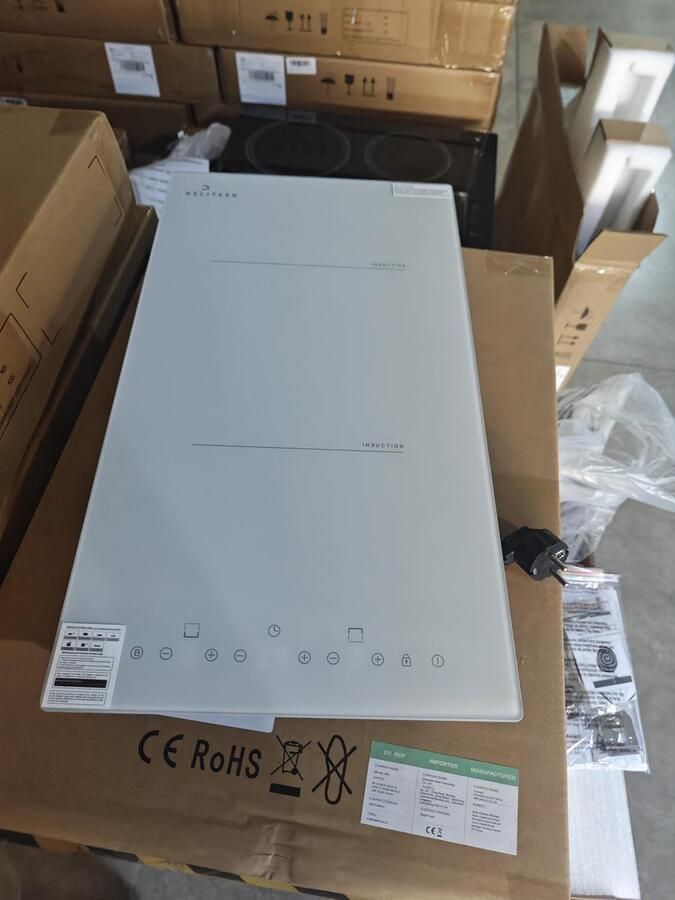 SnelShoppen Inductiekookplaat 2 Platen met Stekker Inbouw 30 cm 3500 W TurboBoost Timer Kinderbeveiliging Panherkenning Wit voor Keuken Camp