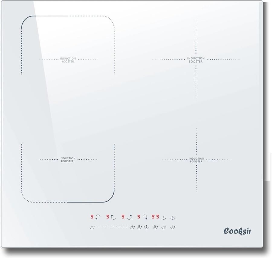 SnelShoppen Inductiekookplaat 4 Platen Wit met Stekker Kookplaat voor Keuken Camping Feest Snel Koken Energiezuinig Modern Design