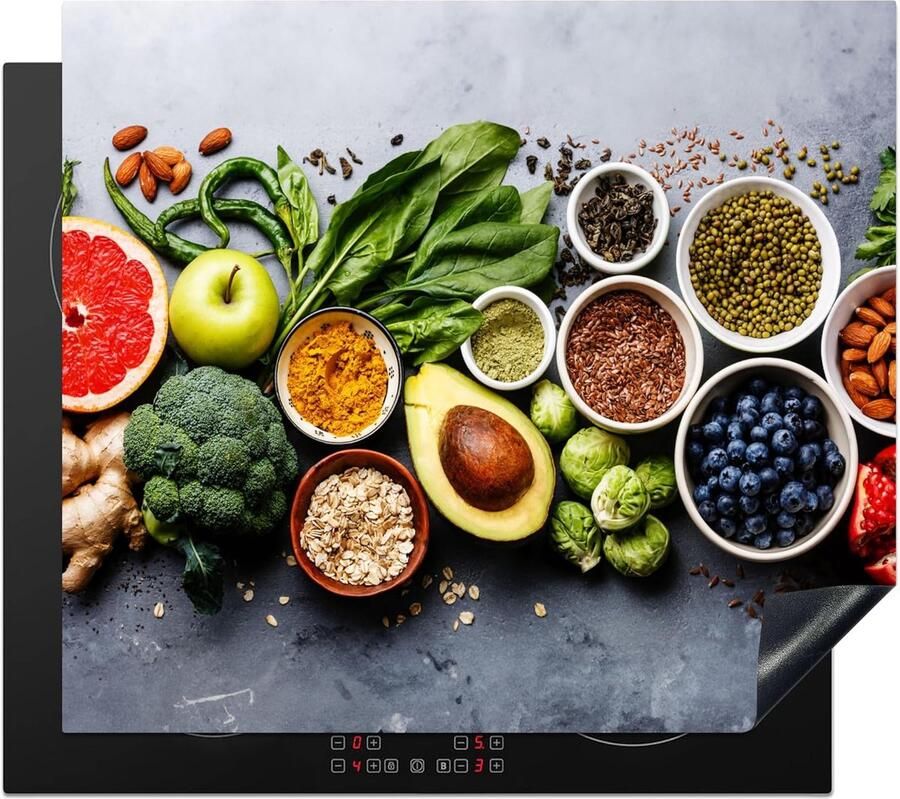 SnelShoppen Inductiekookplaat Beschermer 60x52cm Keuken Decoratie Antislip Mat met Fruit en Groente Print Stovetop Cover voor Inductiekookplaa