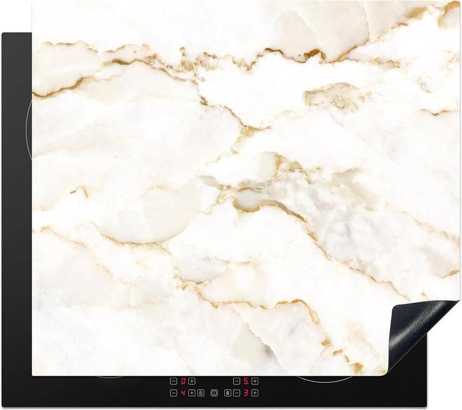 SnelShoppen Inductiekookplaat Beschermer 60x52cm Luxe Marmor Look Keuken Decoratie Antislip Mat voor Inductiekookplaat Wit Lime Goud Ideaa