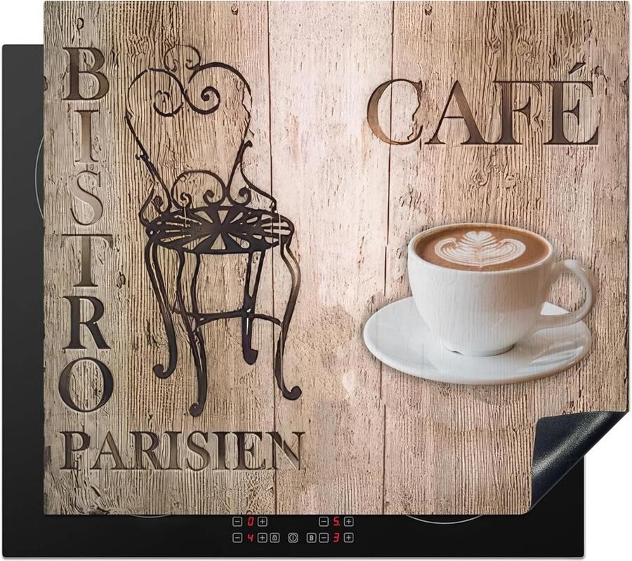 SnelShoppen Inductiekookplaat Beschermer 60x52cm Vintage Bistro Parisien Keuken Decoratie Antislip Mat voor Inductiekookplaat Perfect voor M