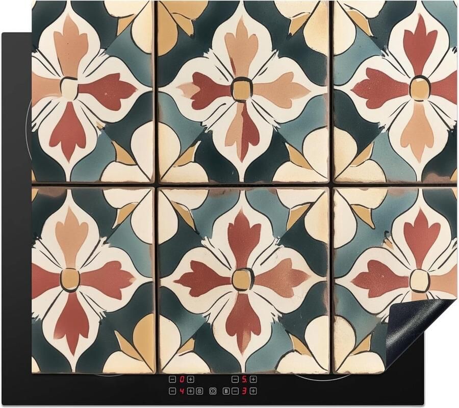 SnelShoppen Inductiekookplaat Beschermer 60x52cm Vintage Spaanse Tegels Antislip Mat Keuken Decoratie Kookplaat Cover Unieke Foto Print
