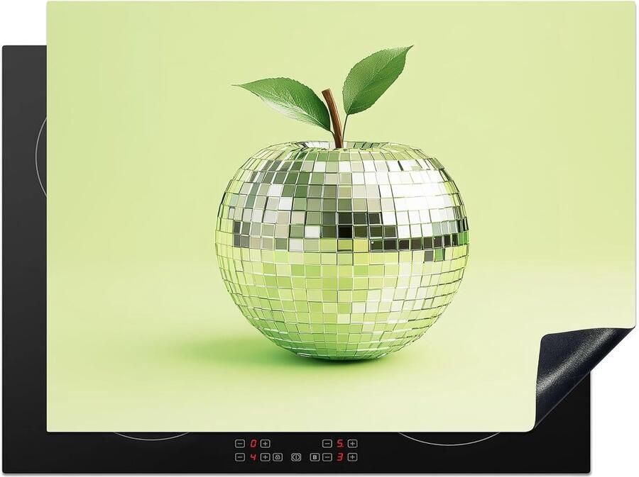 SnelShoppen Inductiekookplaat Beschermer 71x52cm Antislip Mat voor Inductiekookplaat Groene Disco Decoratie Keuken Bescherming tegen Vlekken e