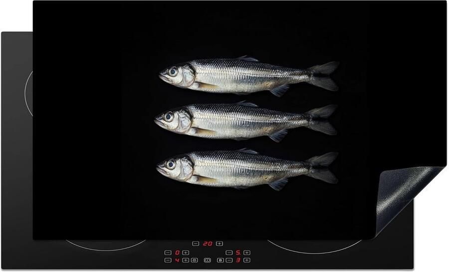 SnelShoppen Inductiekookplaat Beschermer 90x52cm Antislip Mat voor Inductiekookplaat Haring Design Zwart Keuken Decoratie