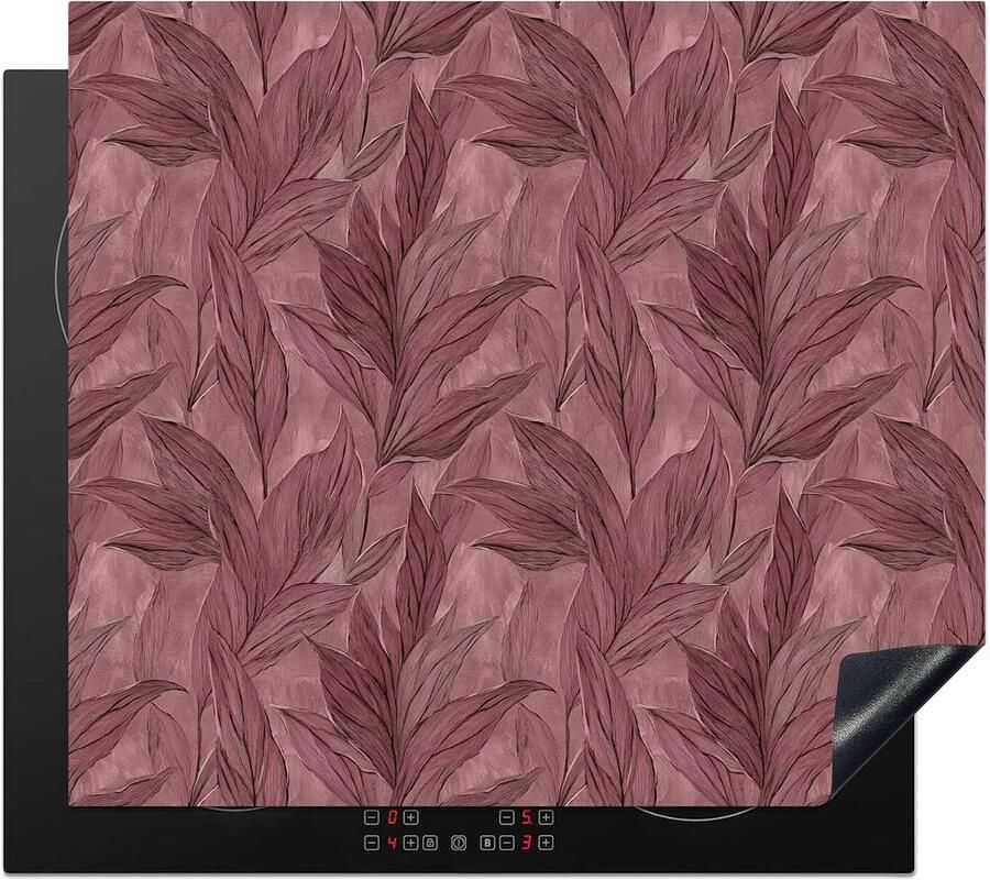 SnelShoppen Inductiekookplaat Bescherming 59x52cm Keuken Decoratie Anti-slip Mat Uniek Foto Print Bladeren Paars Voor Inductiekookplaat