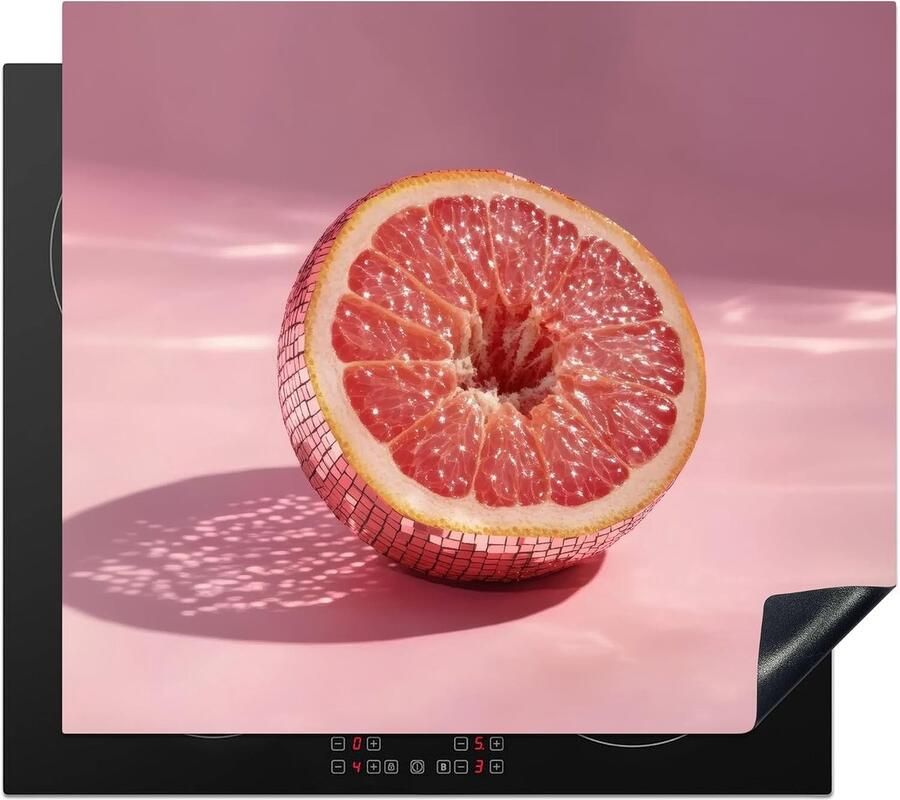 SnelShoppen Inductiekookplaat Bescherming 59x52cm Keuken Decoratie Antislip Mat Grapefruit Roze Disco Glanzend Ideaal voor Feest en Da