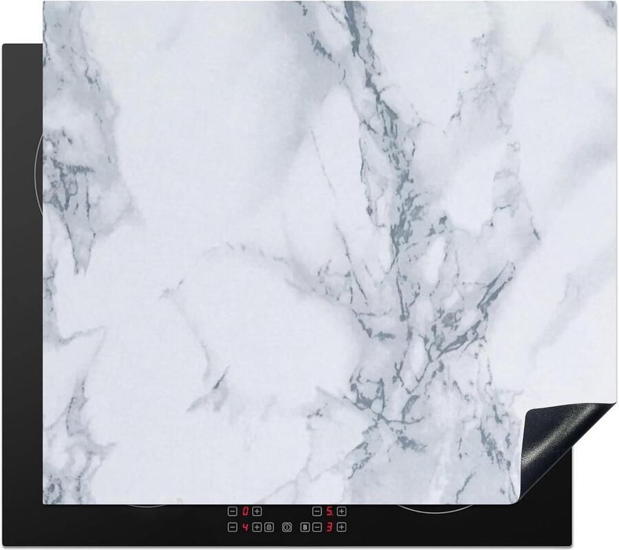 SnelShoppen Inductiekookplaat Bescherming 60x52cm Antislip Mat Marmer Look Luxe Keuken Decoratie Grijs Wit Ideaal voor Modern en Tradition