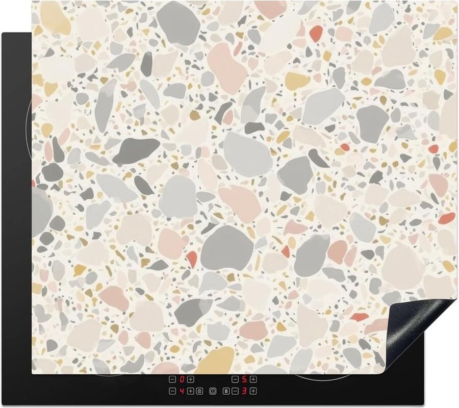 SnelShoppen Inductiekookplaat Bescherming 60x52cm Antislip Mat Terrazzo Patroon Keuken Decoratie Stof- en Krassenbescherming Ideaal voor M