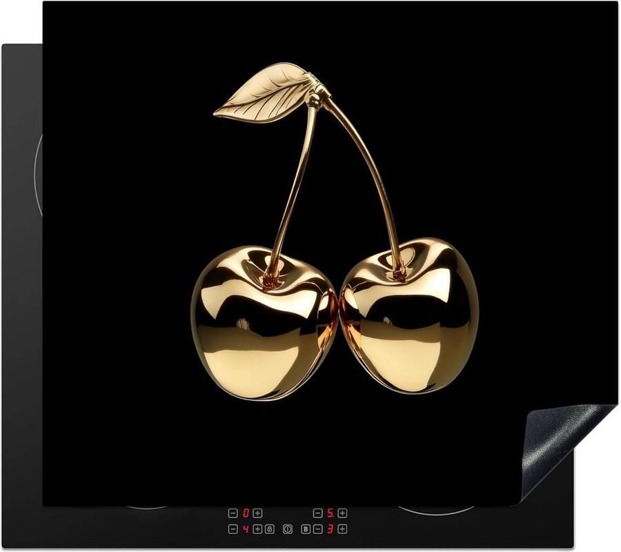 SnelShoppen Inductiekookplaat Bescherming 60x52cm Keuken Decoratie Antislip Mat Kersen Zwart Goud Chroom