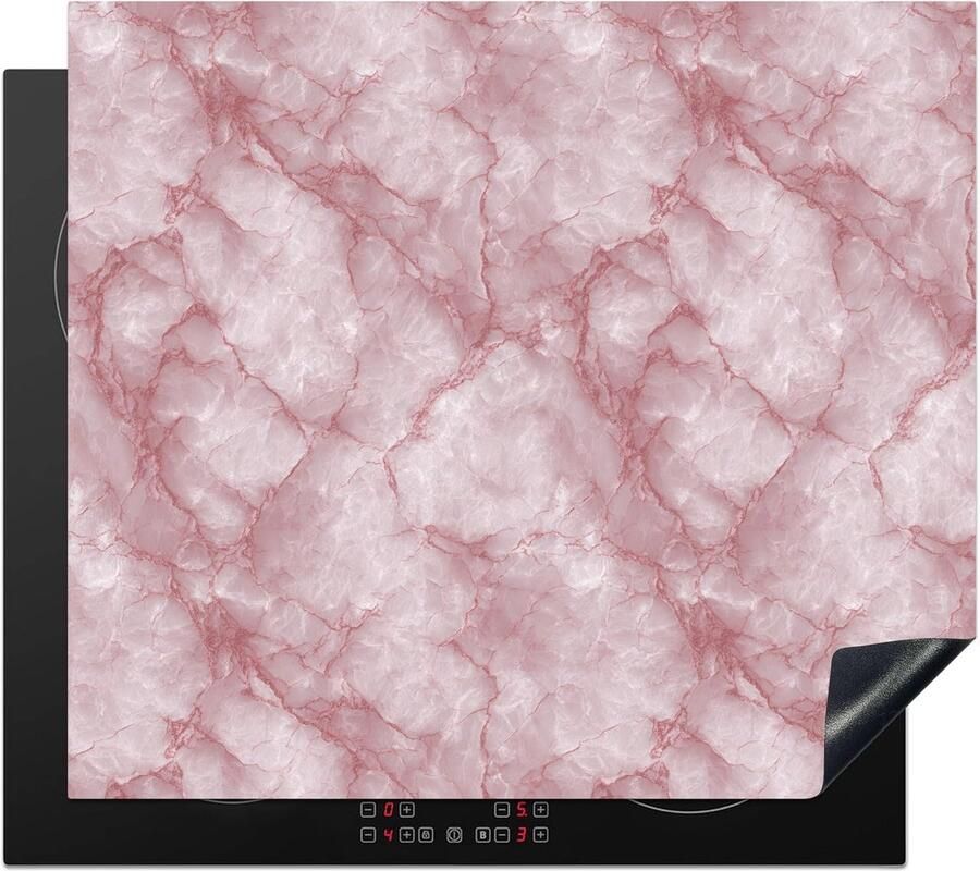 SnelShoppen Inductiekookplaat Bescherming 60x52cm Keuken Decoratie Antislip Mat Roze Kwarts Marmer Venen Voor Inductiekookplaat