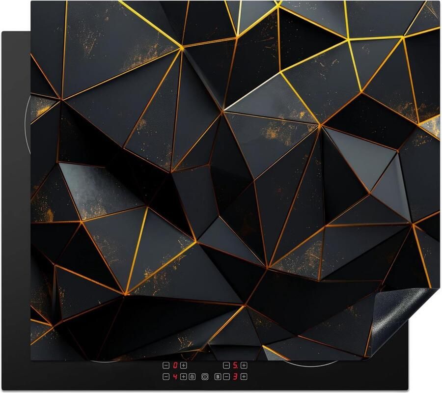 SnelShoppen Inductiekookplaat Bescherming 60x52cm Luxe Zwart-Gouden Deksel Antislip Mat voor Keuken Ideaal voor Modern en Traditioneel