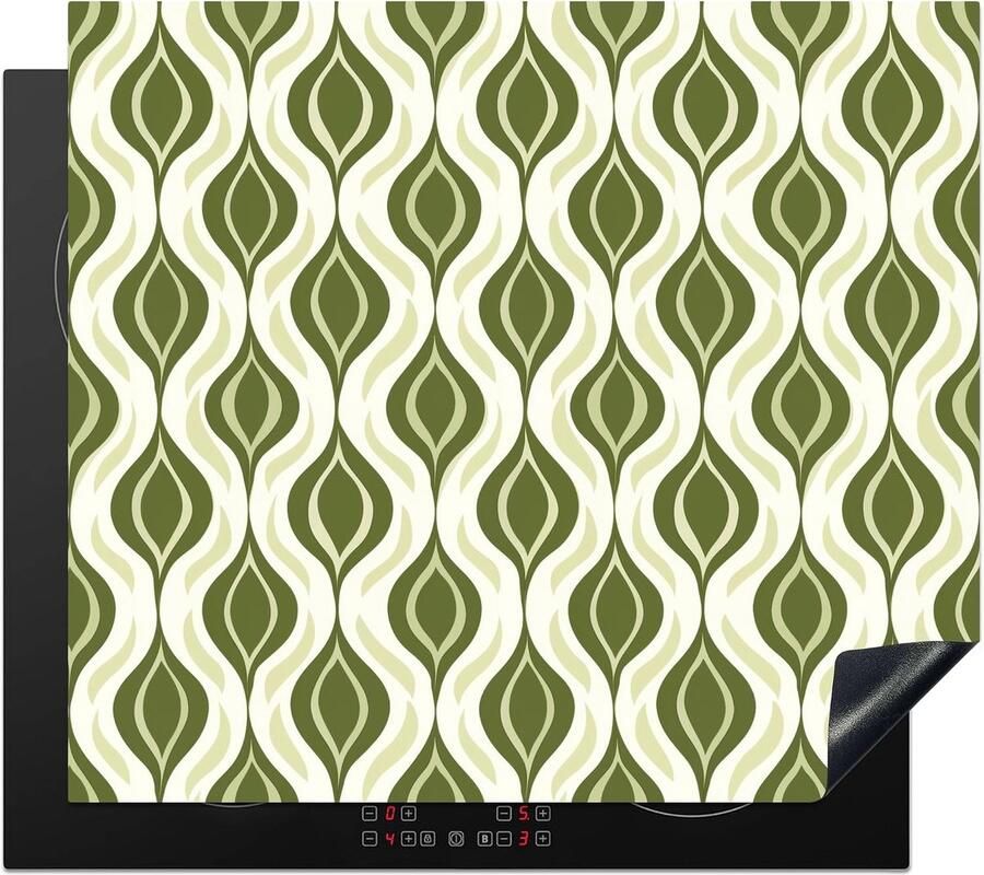 SnelShoppen Inductiekookplaat Bescherming 60x52cm Retro Groene Foto Print Antislip Mat Keuken Decoratie voor Inductiekookplaat Ideaal voor M