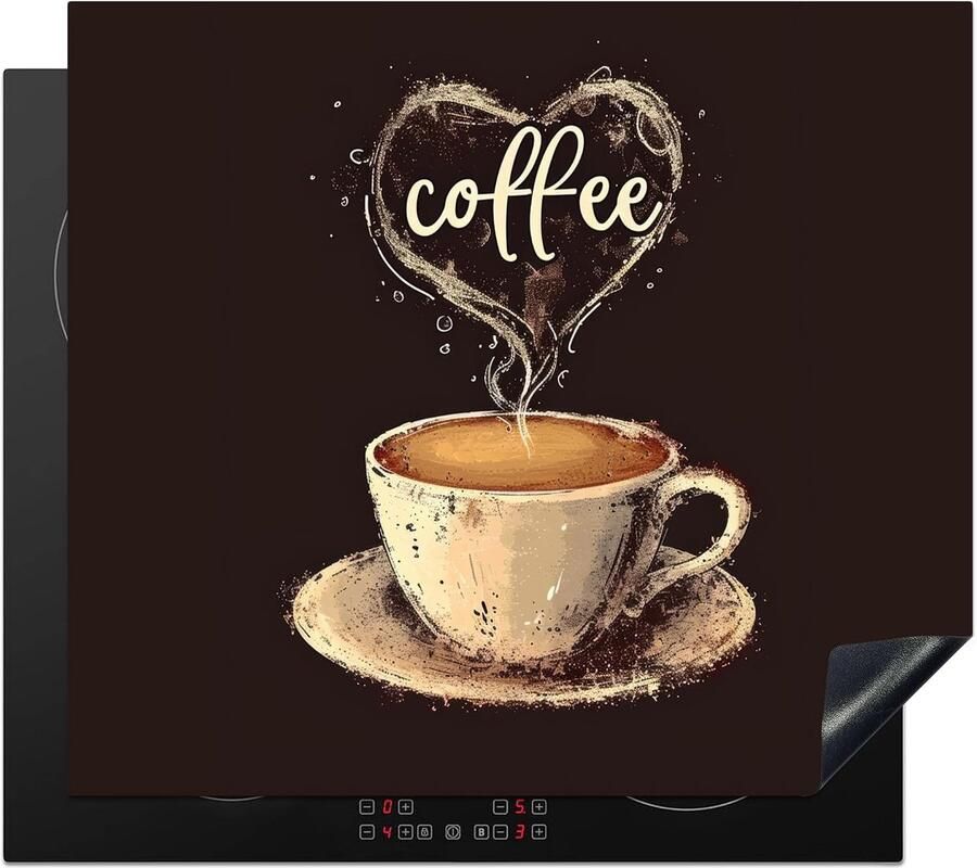SnelShoppen Inductiekookplaat Bescherming 60x52cm Vintage Koffie Quote Hart Anti Slip Mat voor Inductiekookplaat Keuken Decoratie Ideaal voo