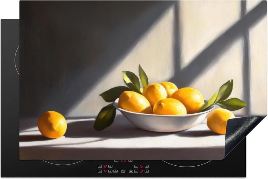SnelShoppen Inductiekookplaat Bescherming 80x52cm Antislip Mat voor Inductiekookplaat Keuken Decoratie Lemons Geel Ideaal voor Modern en T
