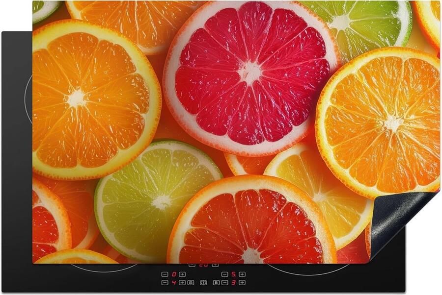 SnelShoppen Inductiekookplaat Bescherming 80x52cm Keuken Decoratie Antislip Mat Kleurvolle Fruitprint Stofbescherming voor Inductiekookplaat