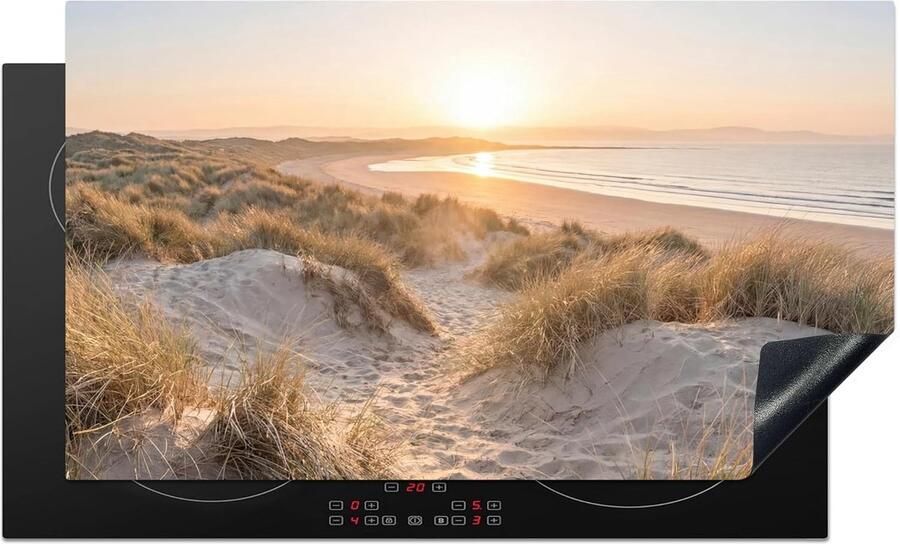 SnelShoppen Inductiekookplaat Bescherming 90x52cm Anti Slip Mat met Dunes Strand Sea Design Keuken Decoratie voor Inductiekookplaat Ideaal voo