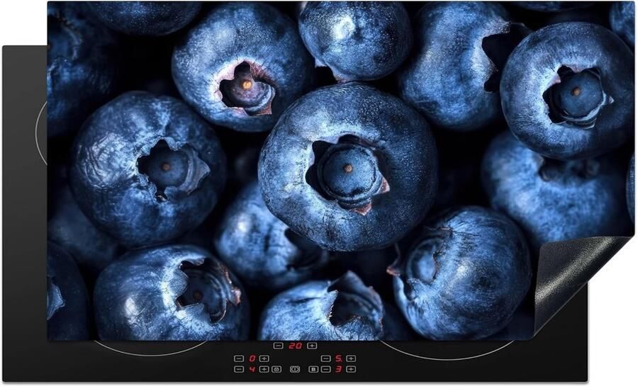 SnelShoppen Inductiekookplaat Bescherming 90x52cm Keuken Decoratie Antislip Mat Bessen Motief Blauw Fruit Ideaal voor Modern en Traditio