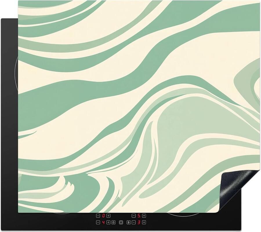 SnelShoppen Inductiekookplaat Bescherming Keuken Decoratie Antislip Mat 60x52cm Mint Groen Marmer Unieke Foto Print voor Inductiekookpla