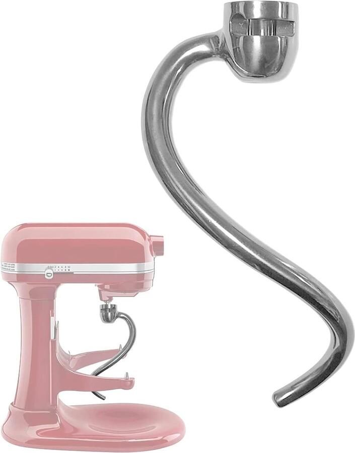 SnelShoppen K45DH RVS Kneedhaak voor Keukenmachine Spiralen Accessoires voor 4.5 6QT Tilt Head Professionele Bakaccessoires Vaatwasserbestendig