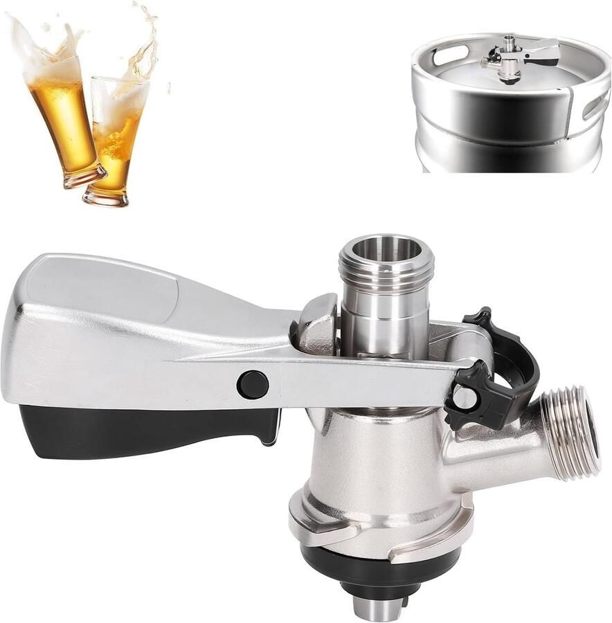 SnelShoppen Keg Coupler S RVS Bier Tap Dispenser met Veiligheidsdrukontlastklep G5 8 Bierdruk Kegerator voor Thuisbrouwsysteem Perfect voor Feest