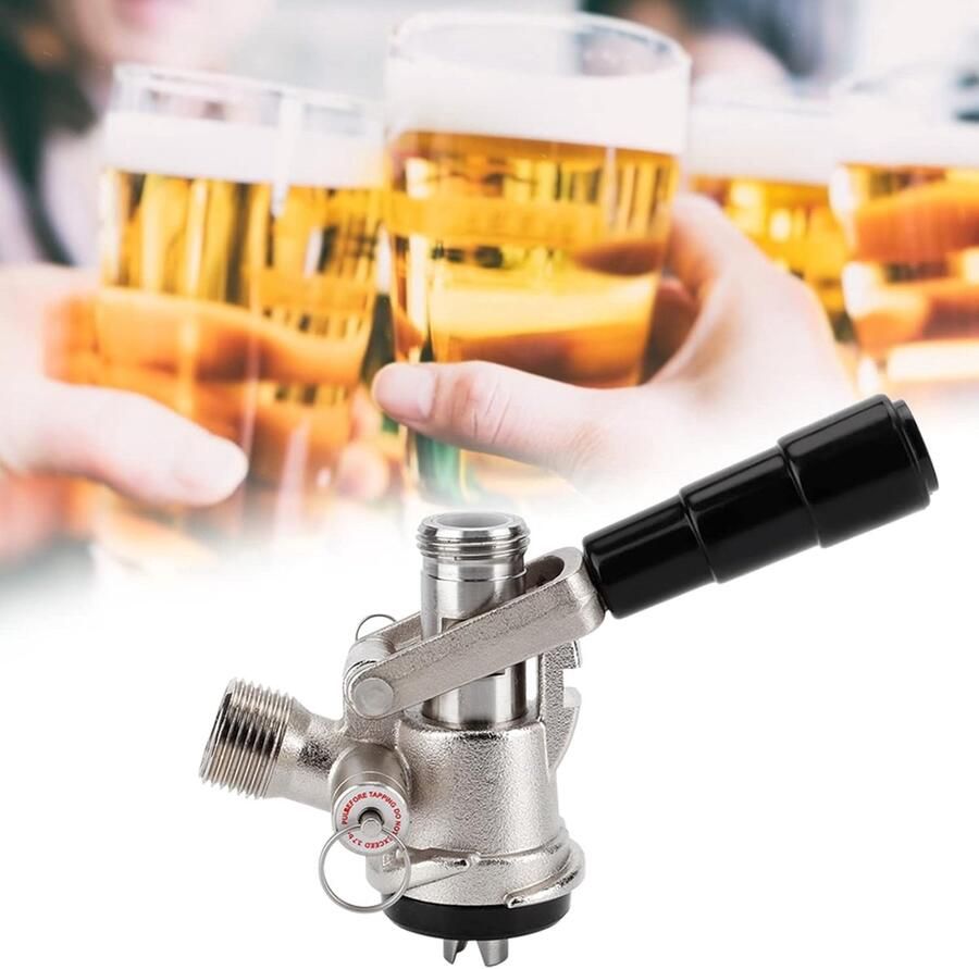 SnelShoppen Keg sluiting tap hoofd R-vormige anti-terugstroom roestvrijstalen biertap voor biervaten perfect voor thuisbrouwerij bars restauran