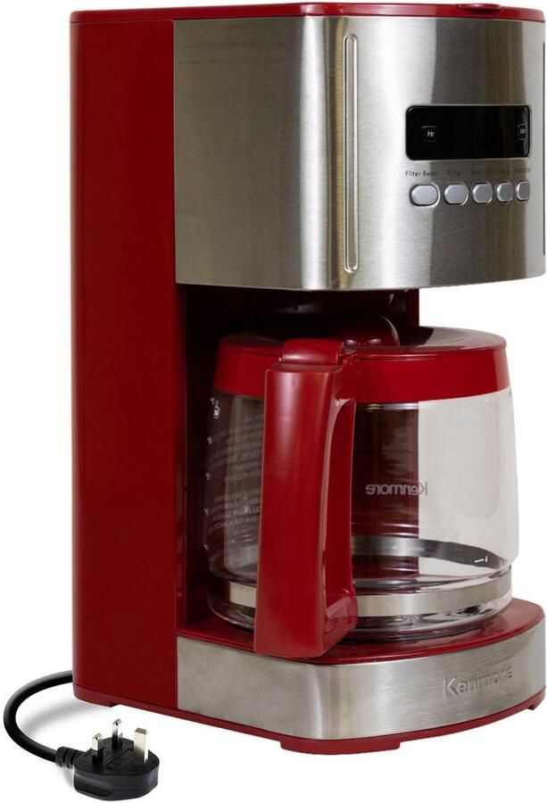 SnelShoppen Kenmore Koffiezetapparaat 1.8L Filterkoffiezetapparaat Voor 12 Kopjes Koffie Rood Perfect Voor Keuken Feest Gezelligheid Koffielief