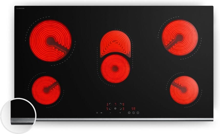 SnelShoppen Keramische Kookplaat 91 cm 5-Pits Elektrische Kookplaat met Touchbediening 8400 W Timer Kinderslot Warmte-Indicator en Makkelijk S