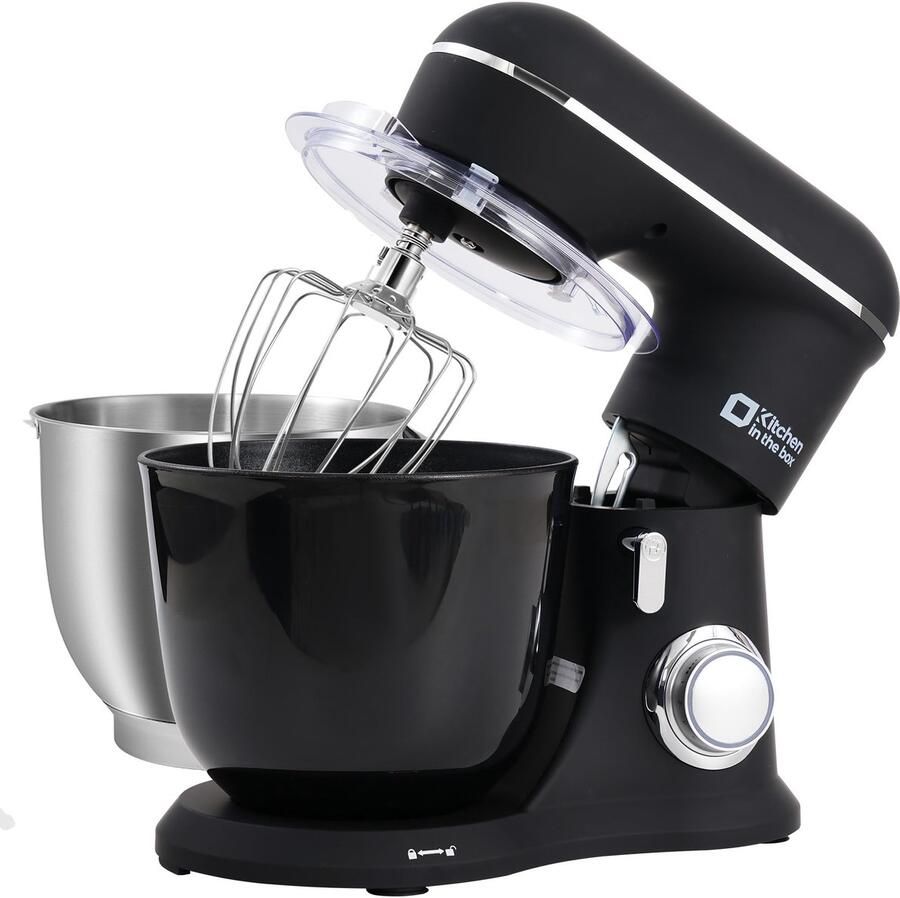 SnelShoppen Keukenmachine 1300W met 10 Snelheden 4.5L & 5L Mengkommen Elektrische Standmixer met Garde Klopper en Deeghaak Zwart Ideaal voor