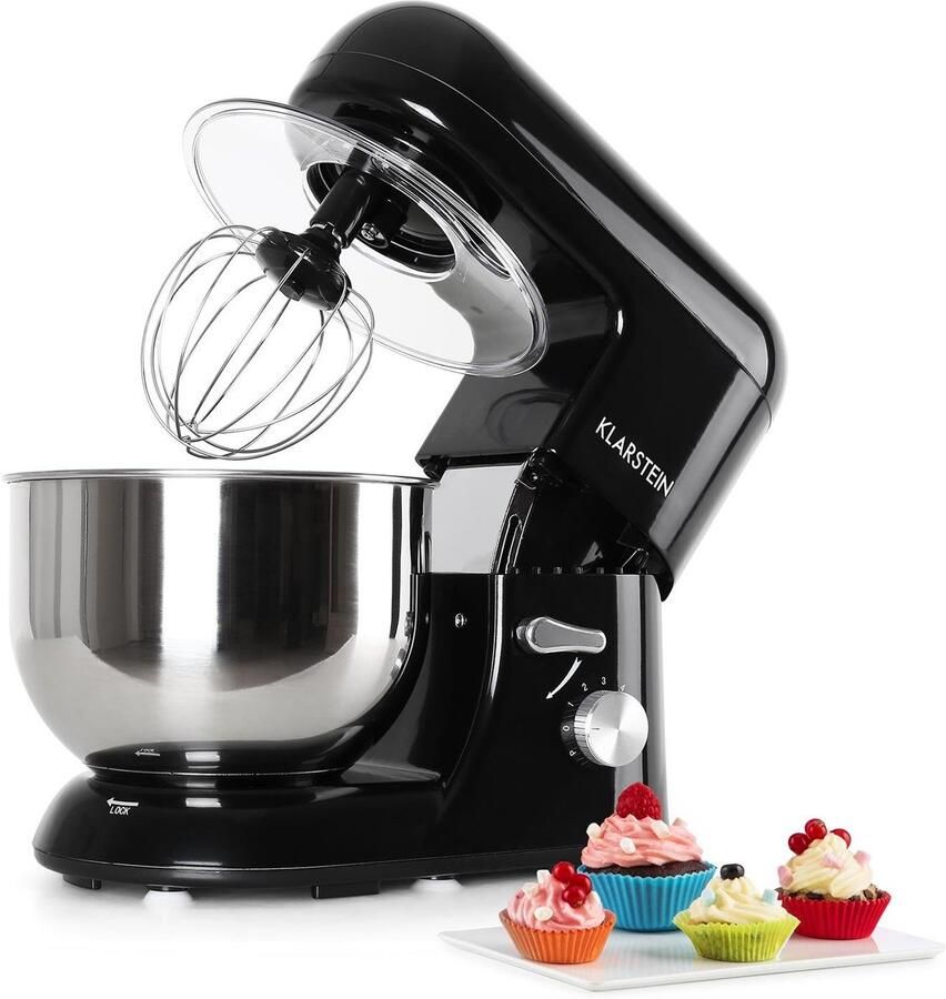 SnelShoppen Keukenmachine 1800W Mixer Kneedmachine 5.2L Roestvrijstaal Zwart Planetaire Menger 6 Snelheden Voor Koken Bakken