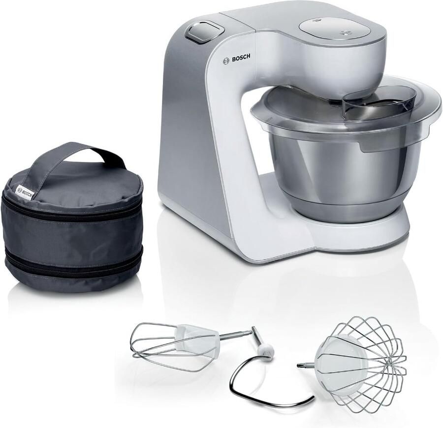 SnelShoppen Keukenmachine 4 MUM58200 Kneedhaak Roer- en Garde Roestvrij Staal 3D Roersysteem 3 9L Kom Wit Zilver Ideaal voor Bakken en Koken