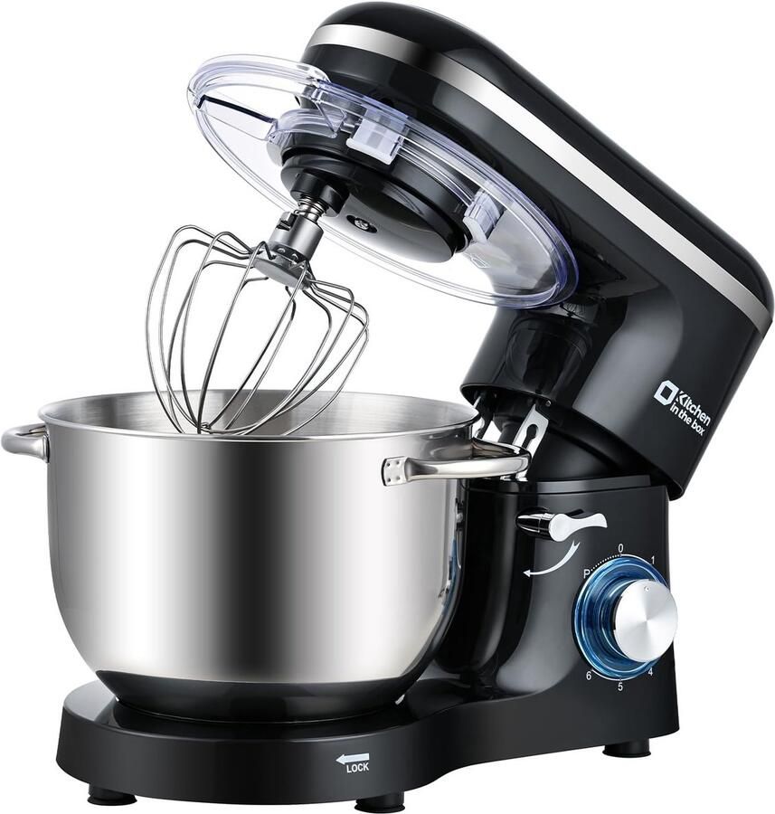 SnelShoppen Keukenmachine 6 2 L Staande Mixer 1400W Deegmixer met Planetaire Mengtechniek Menghaak Deeghaak Garde Zwart Perfect voor Keuken