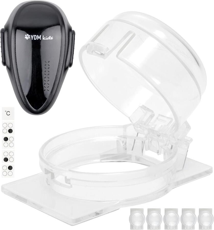 SnelShoppen Kindveilig Kookplaat Set 6 Stuk Knop Covers en 1 Oven Deurslot in Zwart Geschikt voor Kookknoppen tot 4.8 cm Ideaal voor Keuken met K