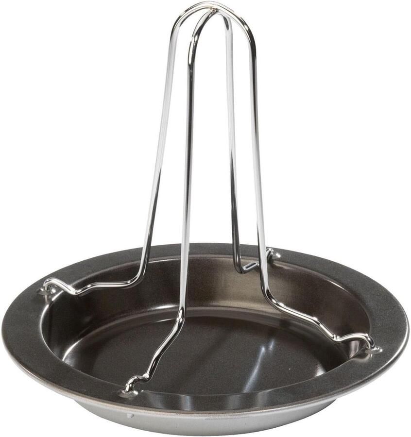SnelShoppen Kippenhouder voor de oven 19.5 cm hoog roestvrij staal staal zilver zwart voor knapperige gegrilde kip ideaal voor thuis en caterin