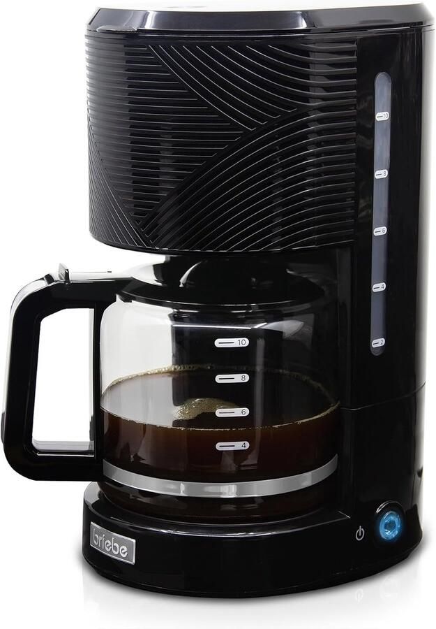 SnelShoppen Koffiezetapparaat 10 Koppen met Herbruikbaar Permanent Filter Warmhoudfunctie Druppelstop Systeem 1.25 L Zwart voor Thuis en Op Kant