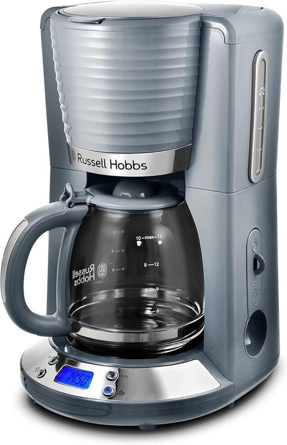 SnelShoppen Koffiezetapparaat Filterkoffiezetter 10 Koppen Grijs Digitale Timer Inclusief Glazen Kan 1 25L 1100 Watt Keuken Koffiemachine