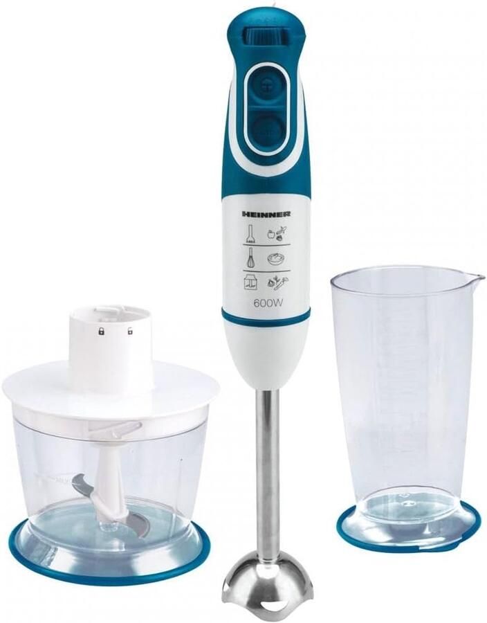 SnelShoppen krachtige 600W staafmixer met 5 snelheden en turbo-functie ideaal voor mixen pureren hakken en kloppen in de keuken blauw