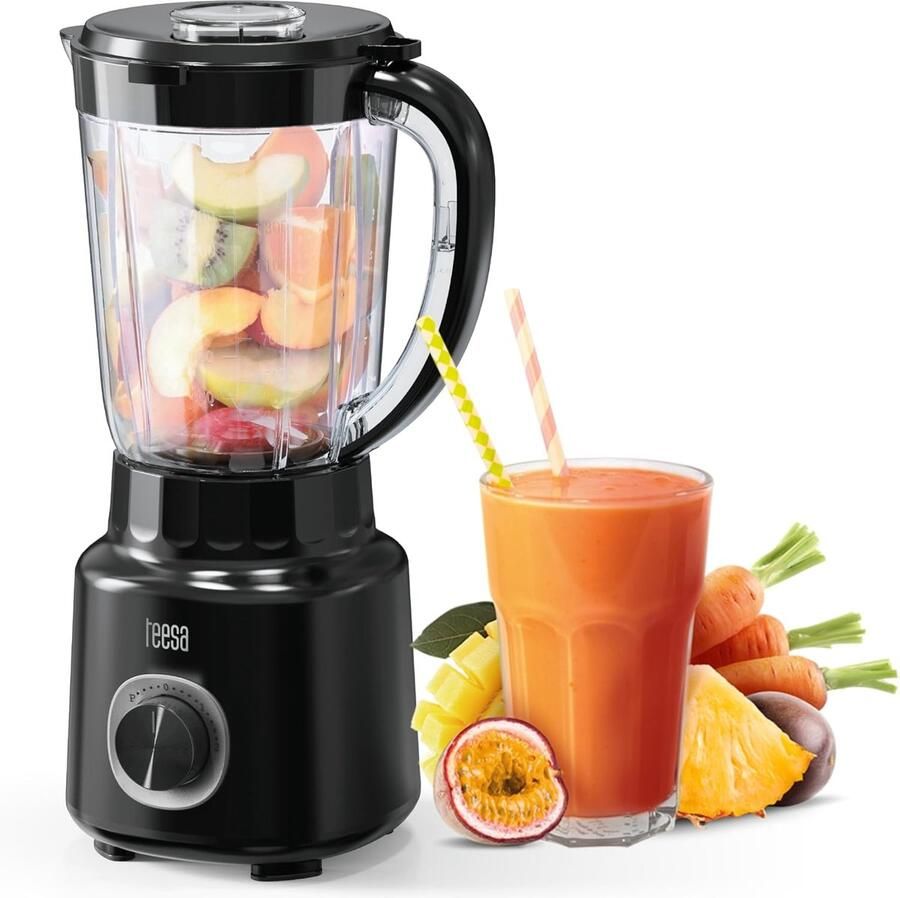 Thijox Krachtige Blender 500W met 1 5L BPA-vrij Beker Wit Ideaal voor Smoothies Soepen en Gezonde Dranken in de Keuken