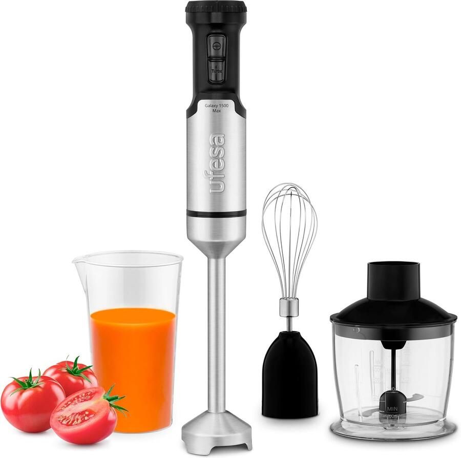 SnelShoppen Krachtige Staafmixer 1500W met 24 Snelheden Turbofunctie Ergonomisch en Spatwaterdicht Design Inclusief Accessoires BPA-vrij voor Ke