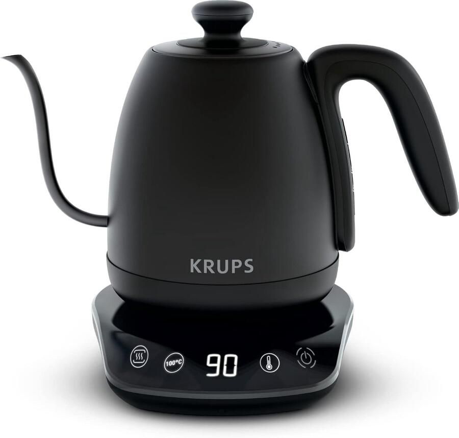 SnelShoppen Krups Waterkoker Zwanenhals 1 0L Thee Koffie & Brouwen 8 Temperatuurinstellingen Warmhoudfunctie 30 Minuten Afneembaar Deksel