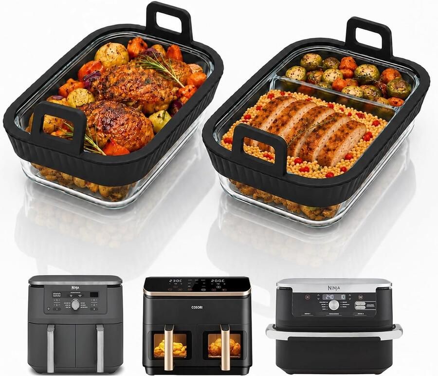 SnelShoppen Lermende Ovenschaal Airfryer met Siliconen Handgrepen Antislip Grip Geschikt voor Heteluchtfriteuse Veilig en Makkelijk Keukenac