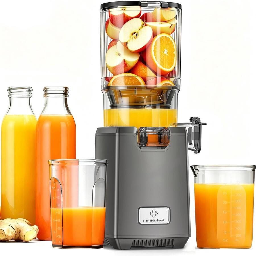 SnelShoppen LINKChef Slowjuicer 250W Koudpers Sapcentrifuge voor Groente en Fruit 13 cm Brede Vulopening 1 8 L Sapreservoir BPA-vrij Eenvoudig
